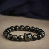 Women's Gold Silver Sheen Obsidian Cat Paw Charm Bracelet - Huaxia Treasures Crystal Gift