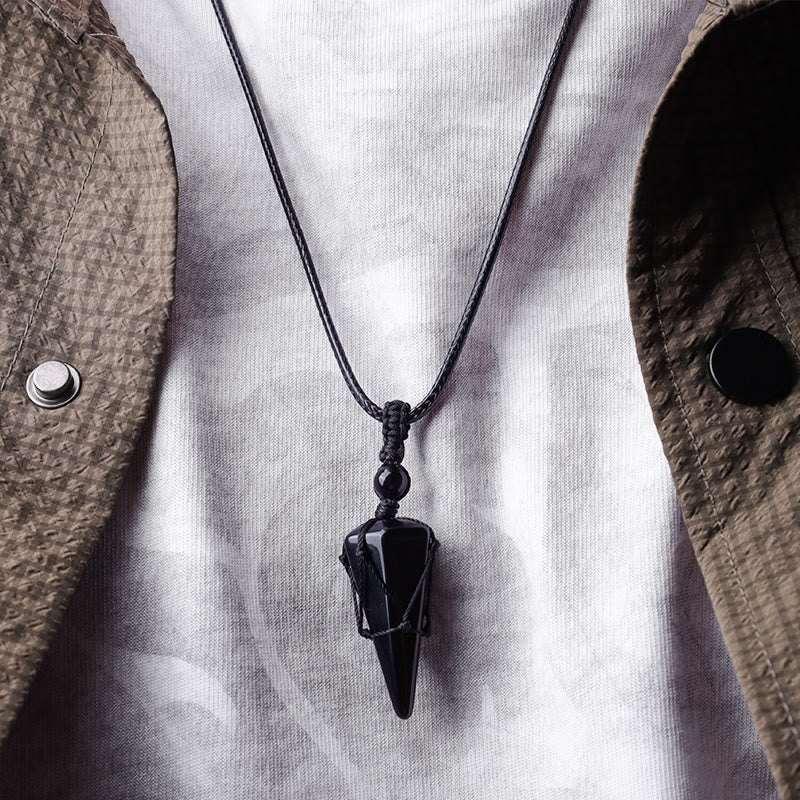 Buddha Stones Natural Stone Pointed Pendant Necklace Necklaces & Pendants BS 8