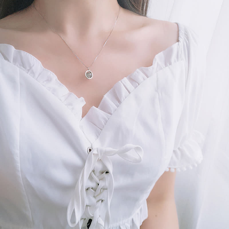 Buddha Stones 925 Sterling Silver Moonstone Love Planet Rotatable Pattern Necklace Pendant Necklaces & Pendants BS 6