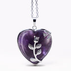 Buddha Stones Natural Healing Crystals Heart Pendant Necklaces Necklaces & Pendants BS Amethyst