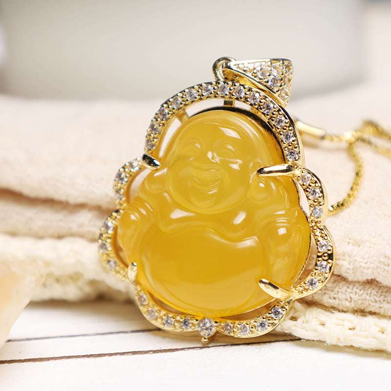 Buddha Stones Good Luck Laughing Buddha Necklace Necklaces & Pendants BS 18