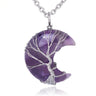Moon & Heart-on-Tree Necklace - Amethyst, Moonstone & Rose Quartz Variants