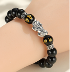 Huaxia Treasures Natural Black Obsidian Pixiu Feng Shui Wealth Bracelet