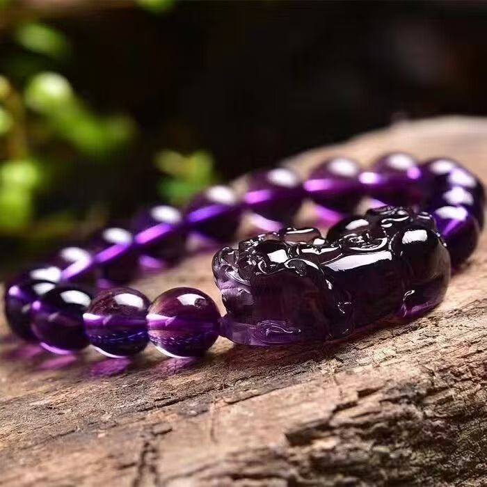 Huaxia Treasures Natural Amethyst Pixiu Bracelet - Feng Shui Wealth & Protection Jewelry