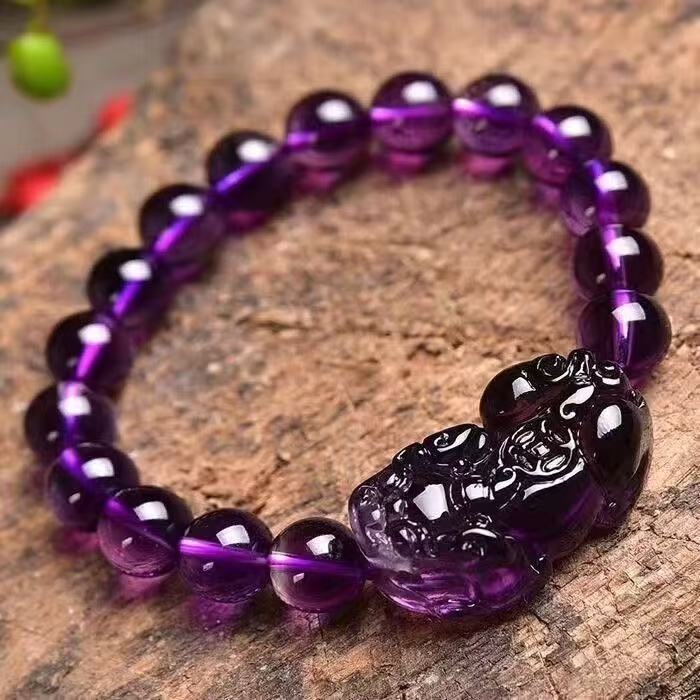 Huaxia Treasures Natural Amethyst Pixiu Bracelet - Feng Shui Wealth & Protection Jewelry