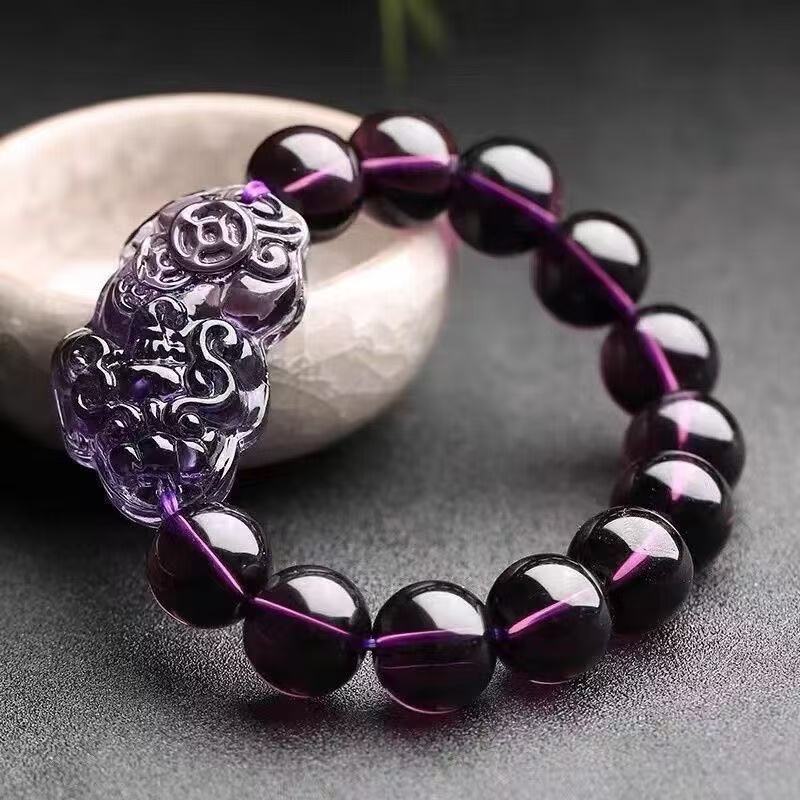 Huaxia Treasures Natural Amethyst Pixiu Bracelet - Feng Shui Wealth & Protection Jewelry