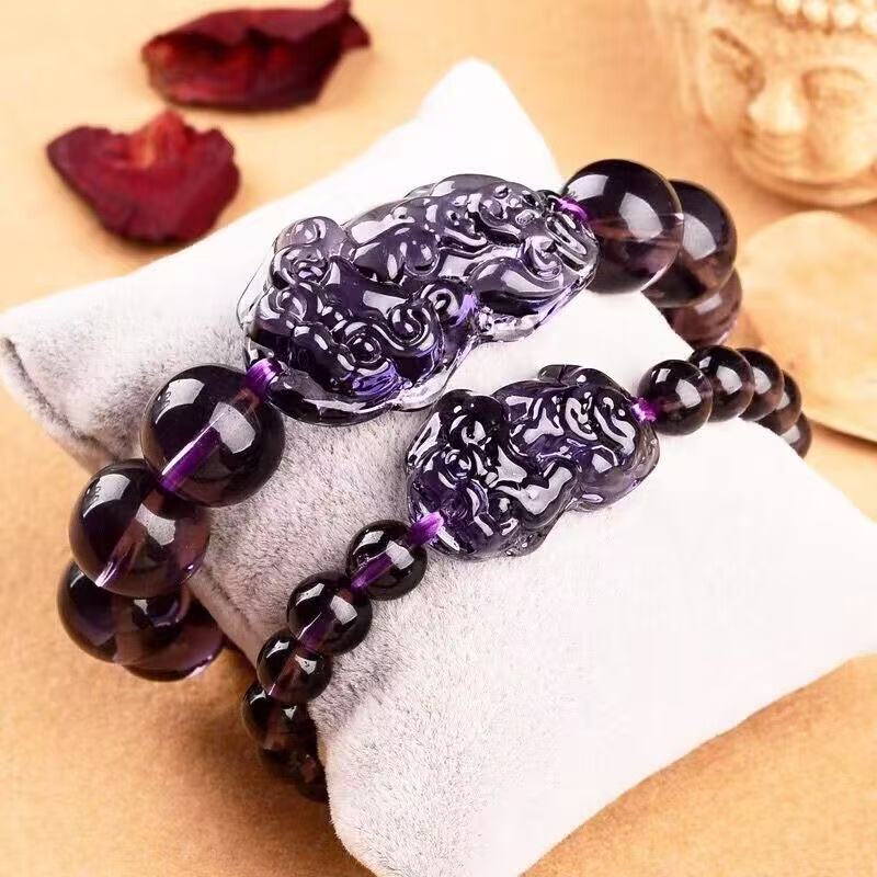 Huaxia Treasures Natural Amethyst Pixiu Bracelet - Feng Shui Wealth & Protection Jewelry