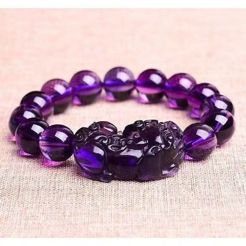 Huaxia Treasures Natural Amethyst Pixiu Bracelet - Feng Shui Wealth & Protection Jewelry