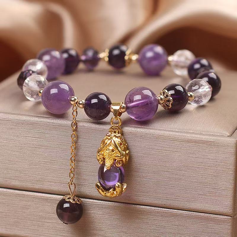 Huaxia Treasures Natural Amethyst Pixiu Bracelet - Feng Shui Wealth & Protection Jewelry