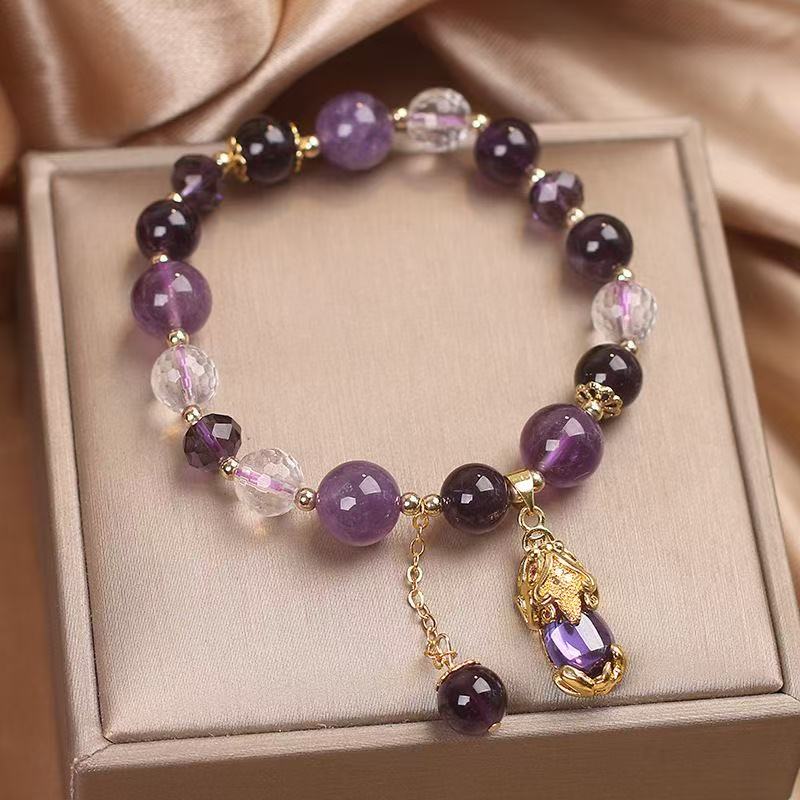Huaxia Treasures Natural Amethyst Pixiu Bracelet - Feng Shui Wealth & Protection Jewelry