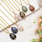 Huaxia Treasures Heart & Tree Trunk Necklace - Amethyst/Black Obsidian/Rose Quartz Options