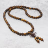 108 Tiger Eye Gemstone Mala Bracelet Necklace - Dual-Use Crystal Prayer Jewelry for Men