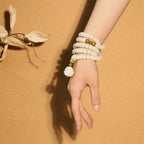 Buddha Stones White Jade Bodhi Lotus Mala Harmony Necklace Bracelet Bracelet BS 5
