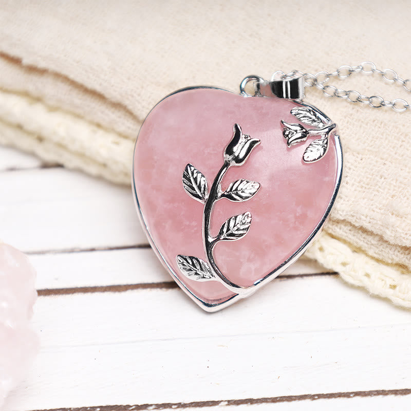 Buddha Stones Natural Healing Crystals Heart Pendant Necklaces Necklaces & Pendants BS 5