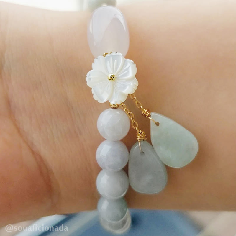 Buddha Stones Natural White Jade Luck Bracelet Bracelet BS 6