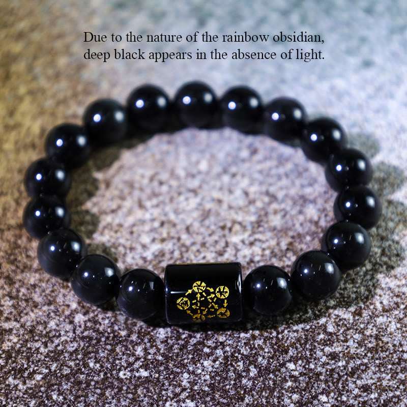 Buddha Stones Natural Rainbow Obsidian Positive Transformation Bracelet Bracelet BS 7