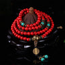 Men's Tibetan Mala Red Turquoise Necklace Bracelet - Huaxia Treasures Crystal Gift