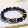 Natural Black Obsidian OM MANI PADME HUM Bracelet