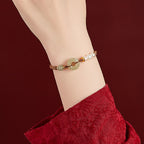 Buddhastoneshop Natural Hetian Jade Pearl Peace Buckle Luck Bracelet