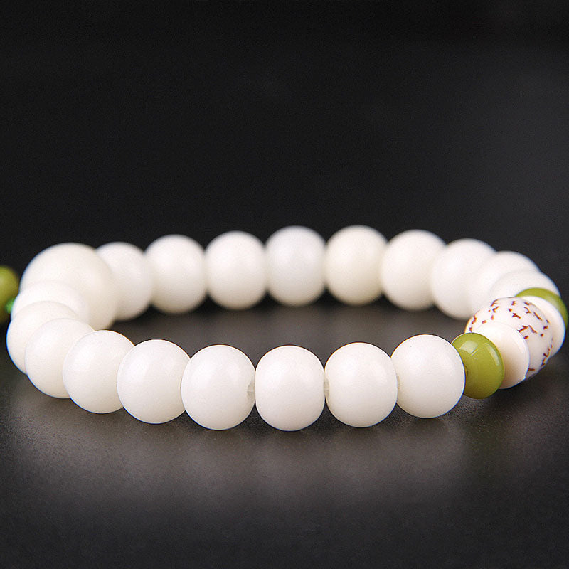 Buddhastoneshop Lotus Natural White Bodhi Seed Luck Bracelet