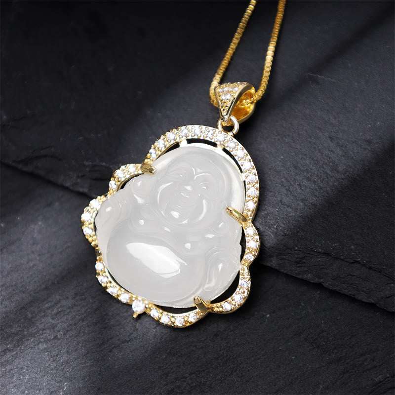 Buddha Stones Good Luck Laughing Buddha Necklace Necklaces & Pendants BS 21