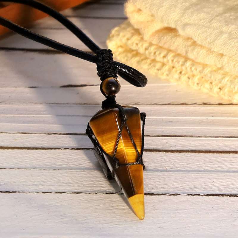 Buddha Stones Natural Stone Pointed Pendant Necklace Necklaces & Pendants BS 2