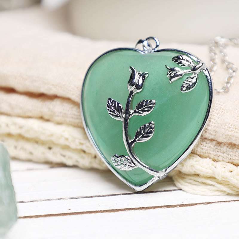 Buddha Stones Natural Healing Crystals Heart Pendant Necklaces Necklaces & Pendants BS 11