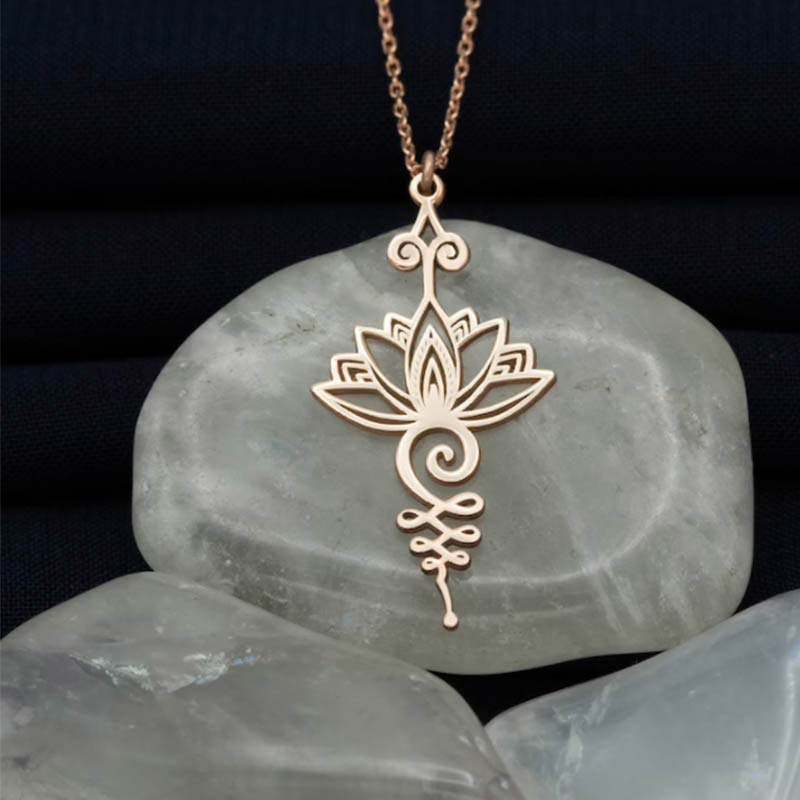 Buddha Stones Lotus Luck Wealth Necklace Pendant Necklaces & Pendants BS Peachpuff