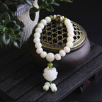 Buddhastoneshop Lotus Natural White Bodhi Seed Luck Bracelet