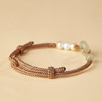 Buddhastoneshop Natural Hetian Jade Pearl Peace Buckle Luck Bracelet