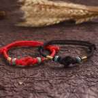 Buddha Stones Red String Jade Luck Fortune Knot Braided Couple Bracelet Bracelet BS 7