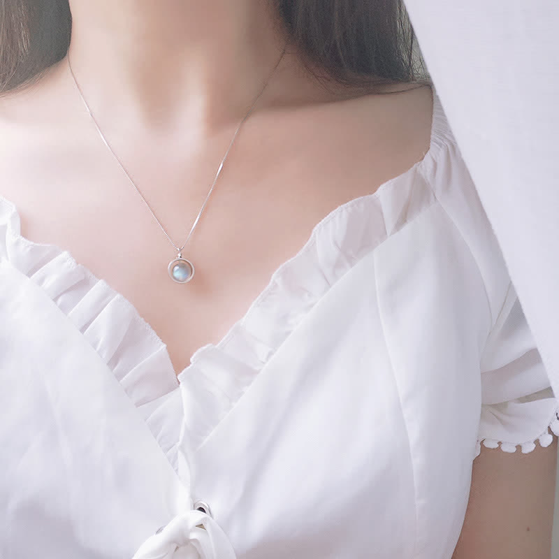 Buddha Stones 925 Sterling Silver Moonstone Love Planet Rotatable Pattern Necklace Pendant Necklaces & Pendants BS 3