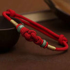 Buddha Stones Red String Jade Luck Fortune Knot Braided Couple Bracelet Bracelet BS Red String&Jade(Wrist Circumference 14-22cm)