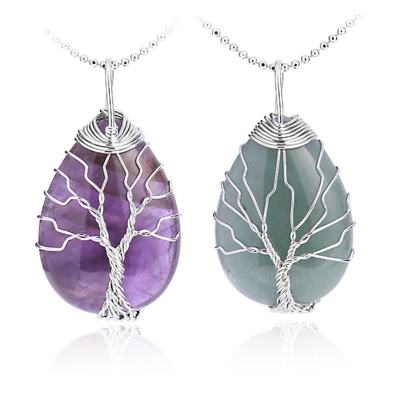 Buddha Stones Natural Quartz Crystal Tree Of Life Healing Energy Necklace Pendant Necklaces & Pendants BS 28