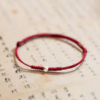 Buddha Stones 925 Sterling Silver Luck Bead Protection Red String Braided Bracelet Bracelet BS Square Bead Dark Red(Wrist Circumference 14-18cm)