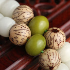 Buddha Stones White Jade Bodhi Lotus Mala Harmony Necklace Bracelet Bracelet BS 11