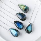 Buddha Stones Labradorite Water Drop Support Healing Necklace Pendant Necklaces & Pendants BS Labradorite
