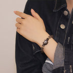 Buddha Stones Gold Sheen Obsidian Silver Sheen Obsidian Lovely Paw Lucky Cat Protection Bracelet Bracelet BS 32