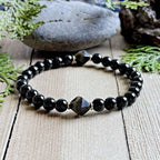 Polished Diamond Cut Black Obsidian Bracelet - Crystal Accessory