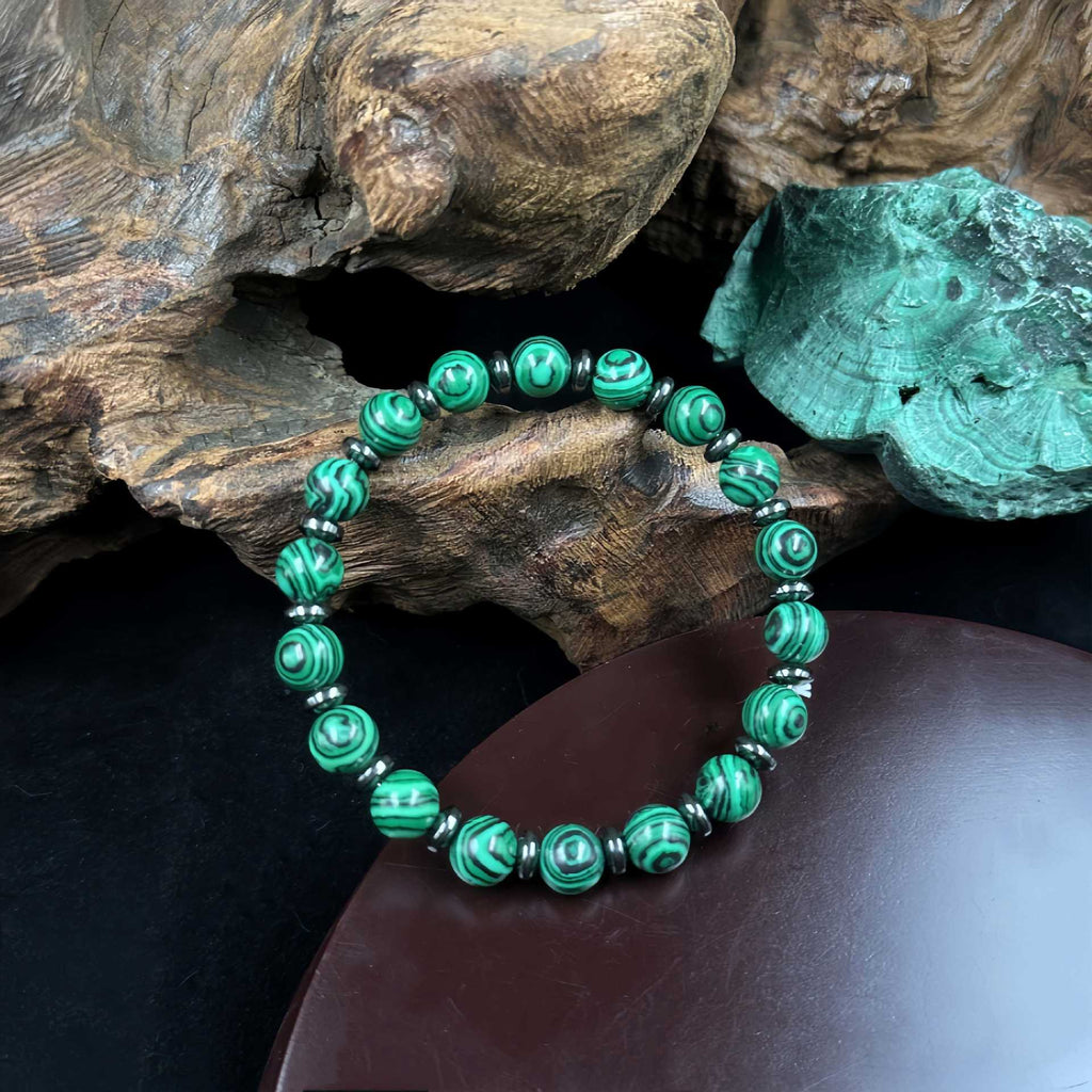 Huaxia Treasures Malachite Bracelet - Wealth, Balance & Healing Energy Jewelry 中文翻译