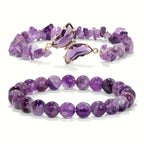 Natural Amethyst Butterfly Bracelet - Women’s Crystal Gift