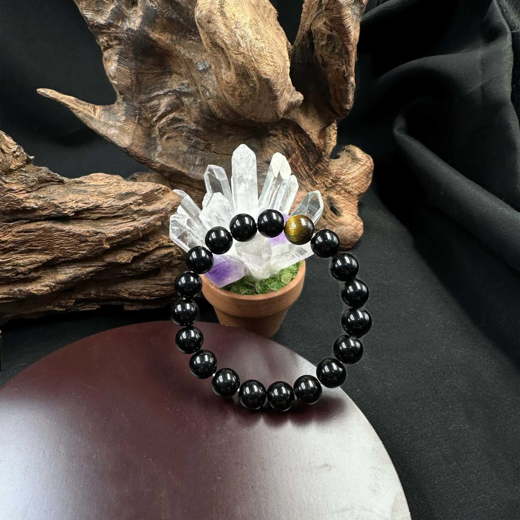 Huaxia Treasures Tiger Eye & Black Obsidian Bracelet - Wealth, Protection & Success