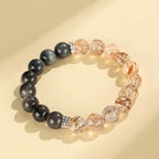 Huaxia Treasures Natural Obsidian & Hawk's Eye Protection Clarity Bracelet