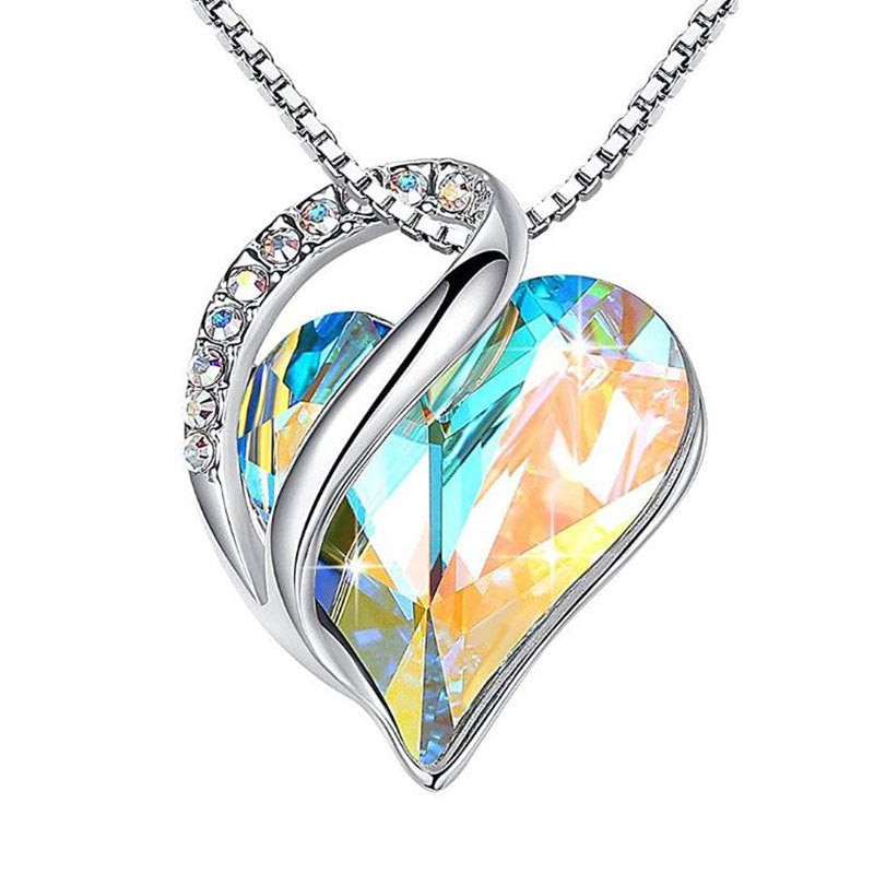 Huaxia Treasures Multi-Color Crystal Heart Pendant - Love & Serenity Gemstone Jewelry - copy