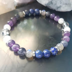 Huaxia Treasures Focus & Balance Bracelet - Amethyst, Lapis Lazuli & Clear Quartz
