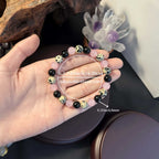 Huaxia Treasures Protection & Love Bracelet - Spot Stone, Rose Quartz & Black Obsidian