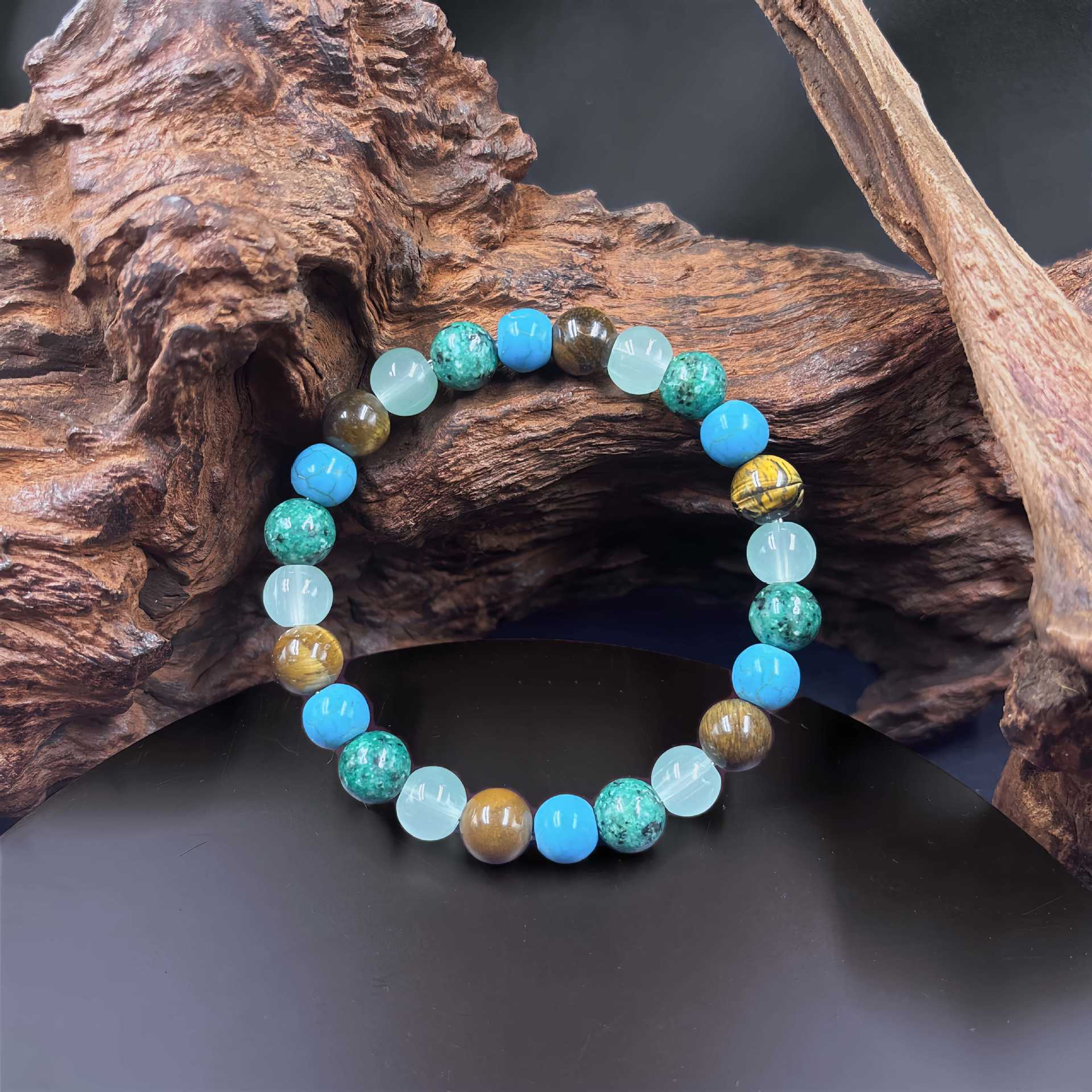 Huaxia Treasures Wealth & Success Bracelet - Tiger Eye, Turquoise & Aventurine Blend