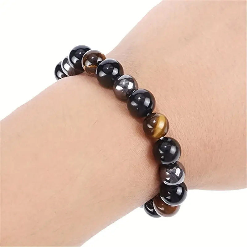 Tiger Eye & Obsidian Gemstone Bracelet - Men's Collection