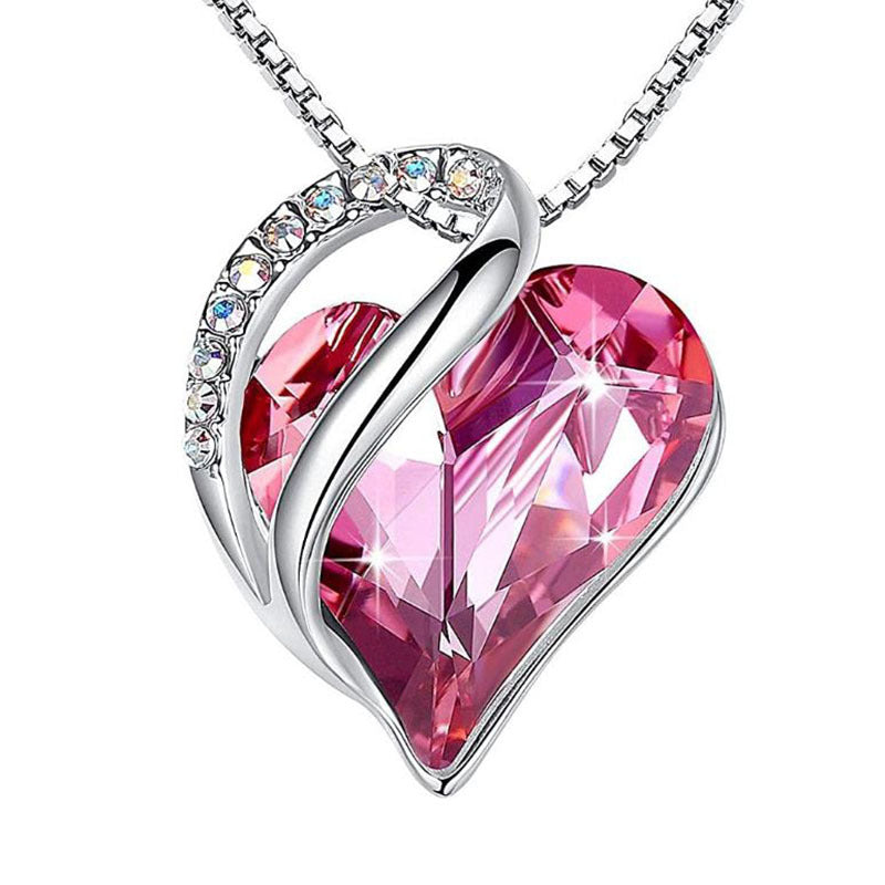 Huaxia Treasures Multi-Color Crystal Heart Pendant - Love & Serenity Gemstone Jewelry - copy