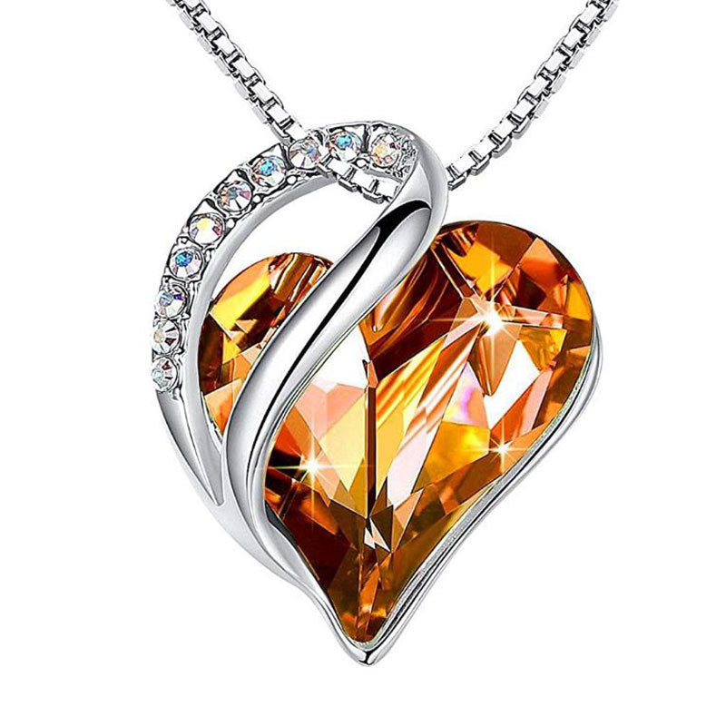 Huaxia Treasures Multi-Color Crystal Heart Pendant - Love & Serenity Gemstone Jewelry - copy